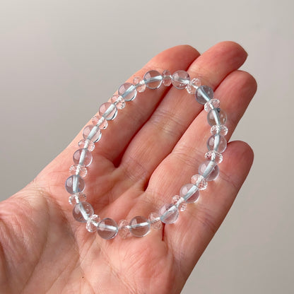 Blue Topaz & Quartz Bracelet | Rare Crystal Stretch Bracelet
