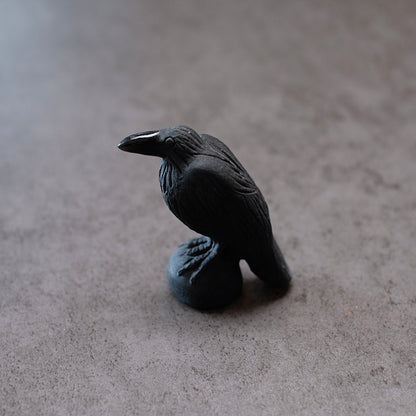 Black Obsidian Raven Carving | Crystal Crow Halloween Crystal