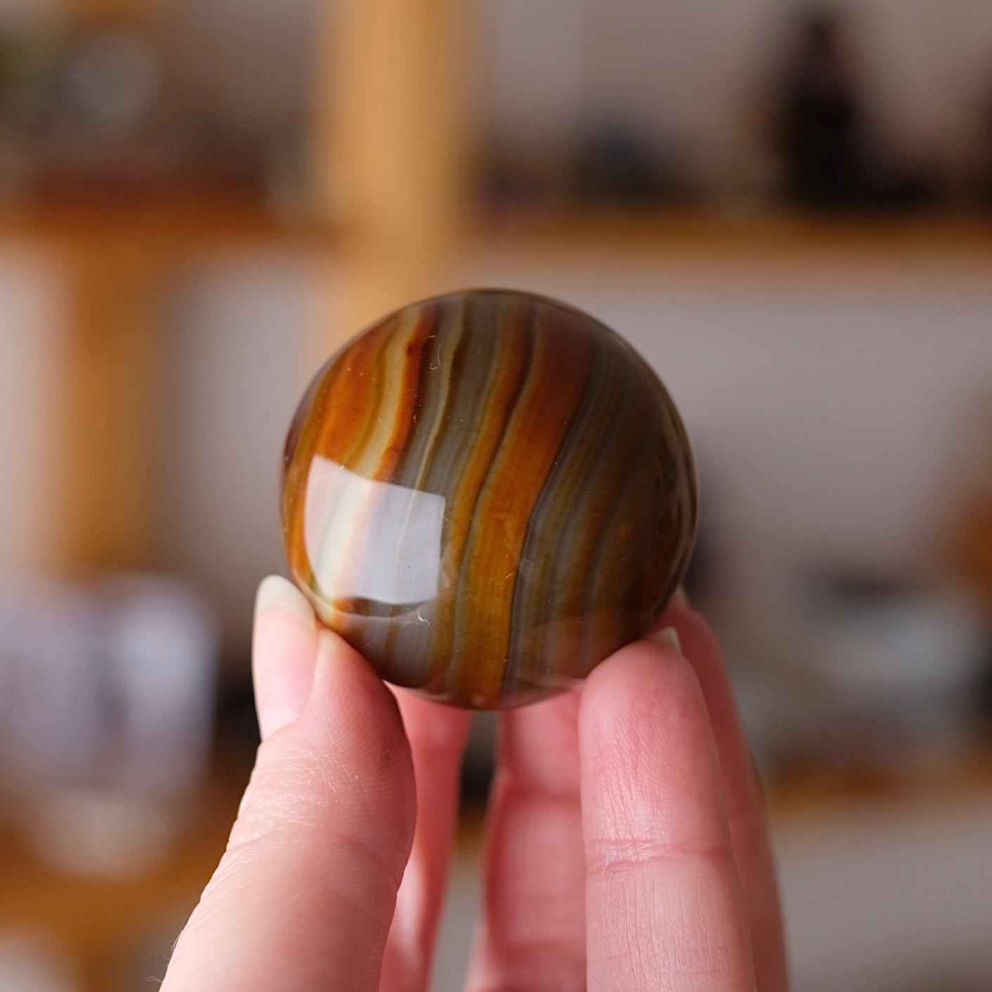 Sardonyx Sphere | Banded Orange Agate Crystal Sphere