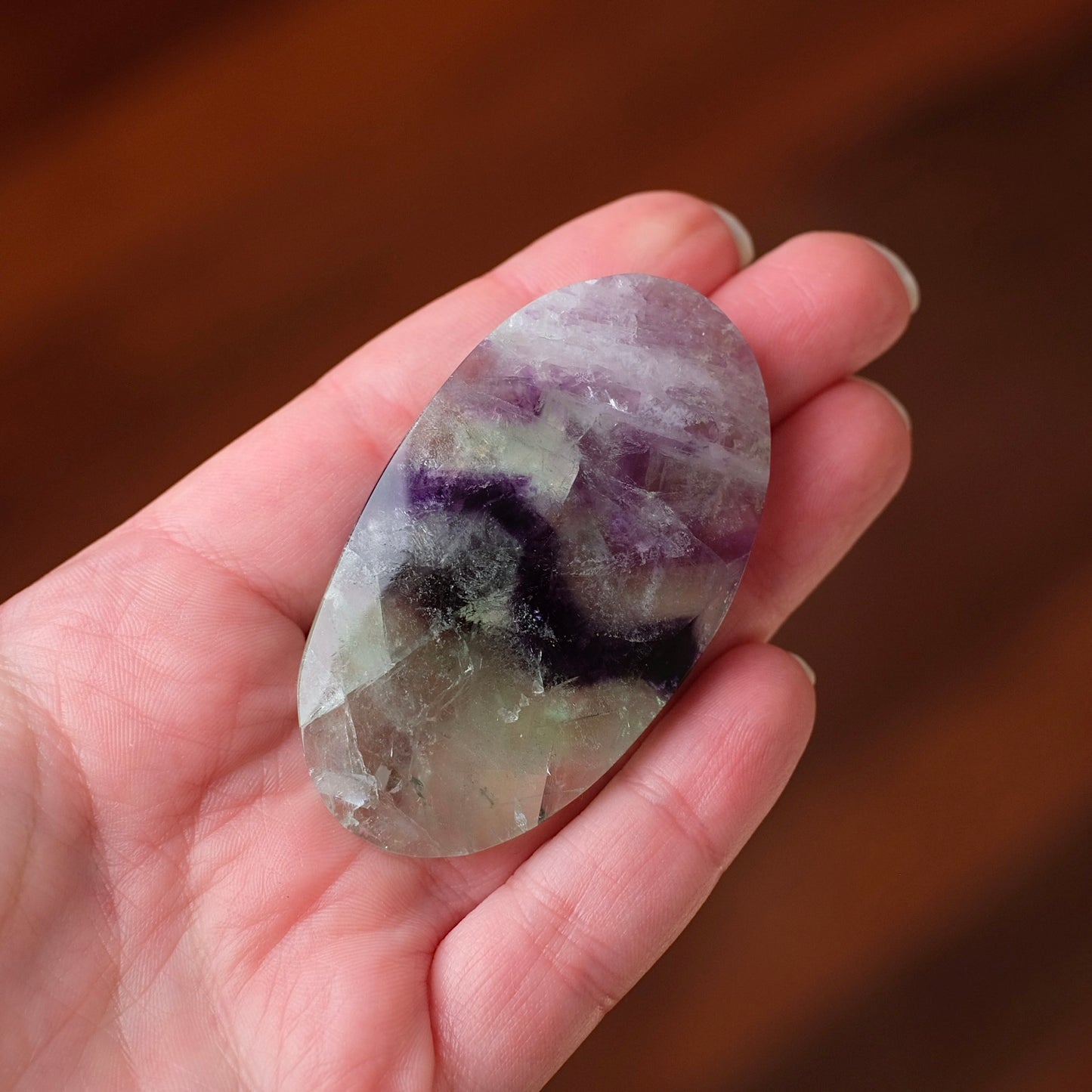 Pretty Fluorite Palm | Rainbow Fluorite Crystal Palm Stone