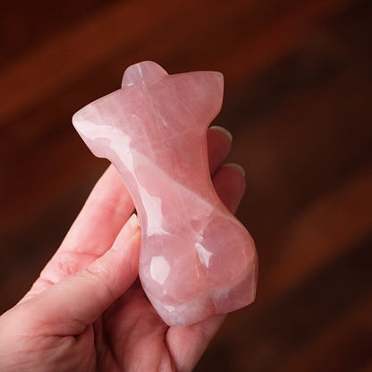 Rose Quartz Goddess Figure | Divine Feminine Crystal Carving