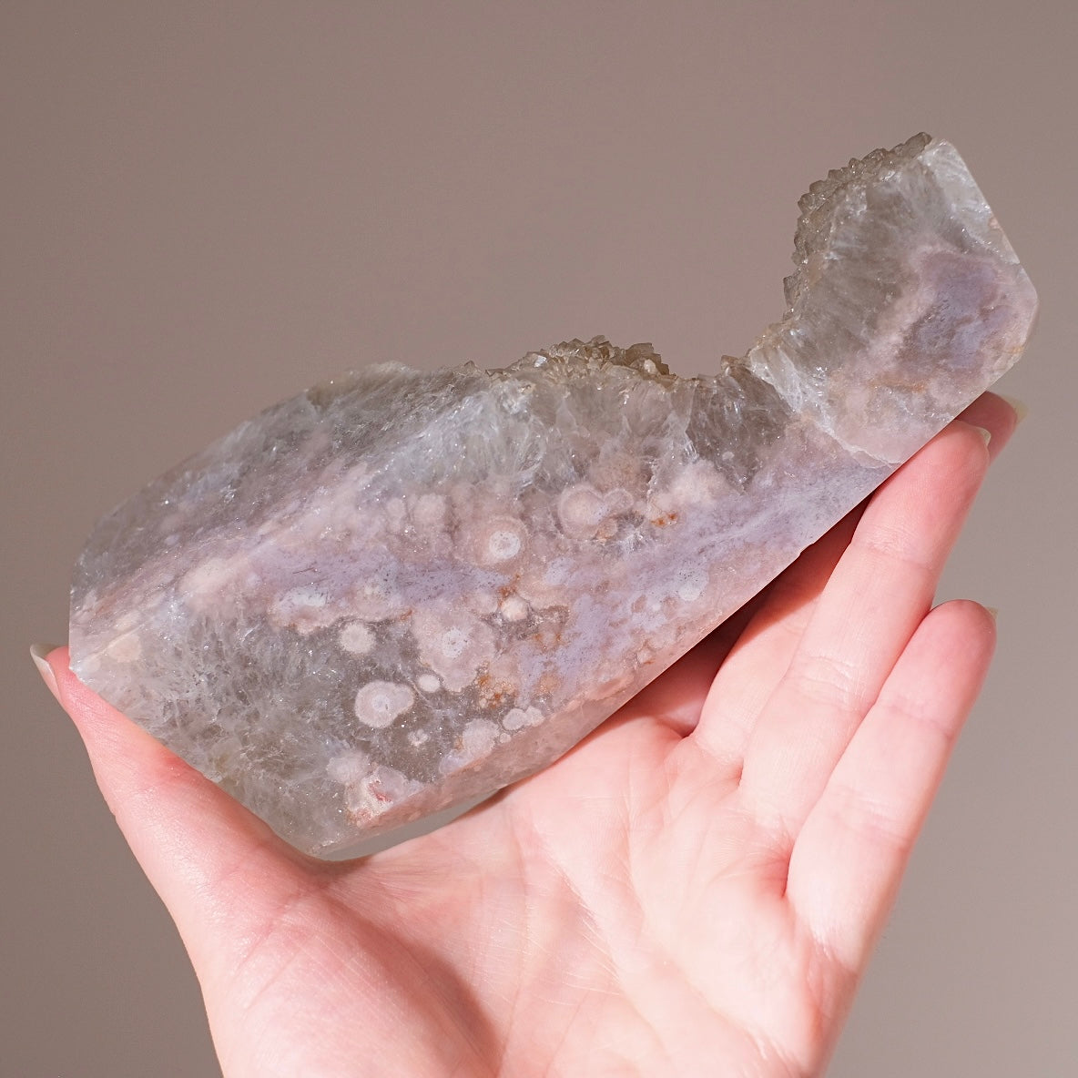 Green Quartz + Pink Amethyst Freeform | Prasiolite Flower Agate Crystal Display