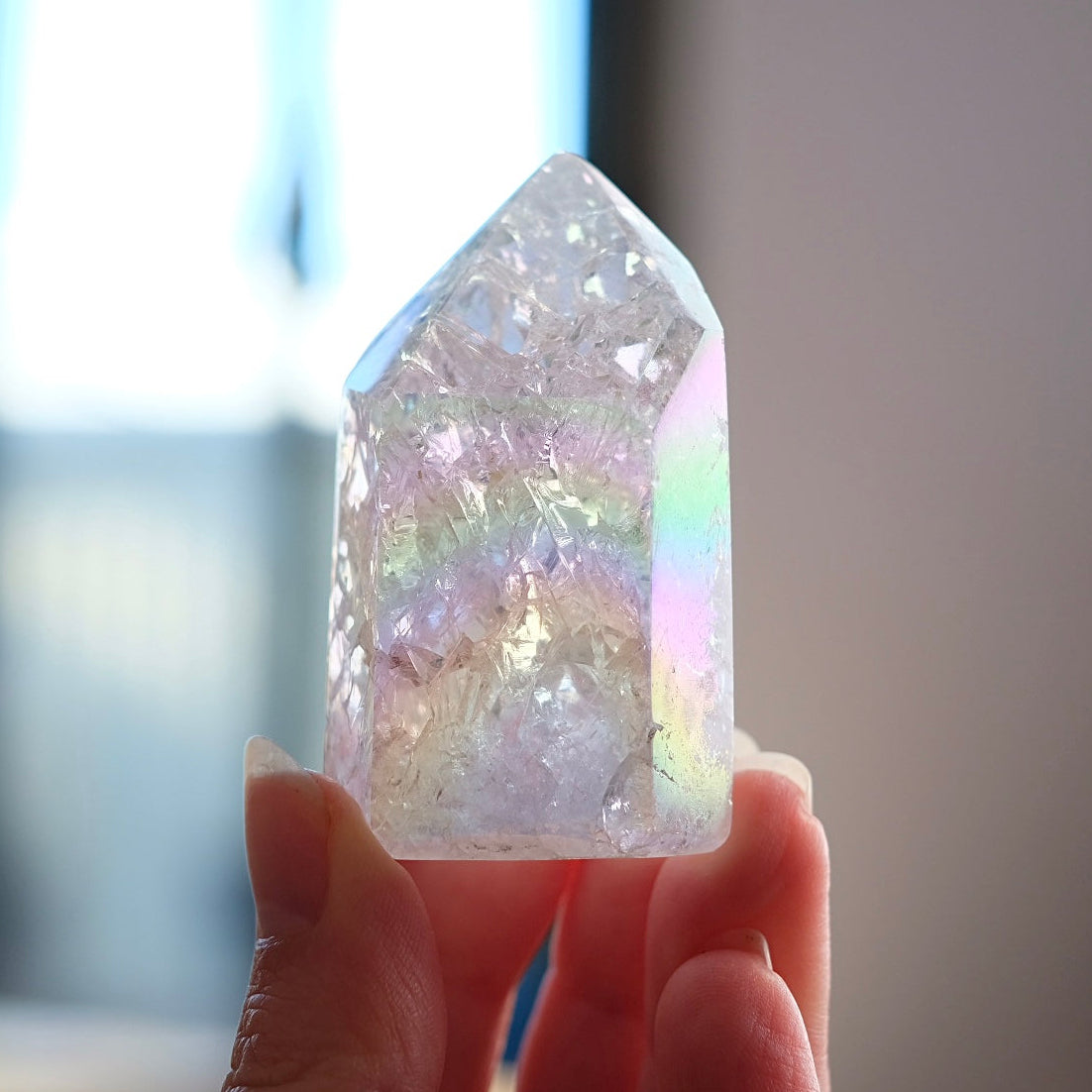 Aura Fire & Ice Quartz Point | Crackle Quartz Crystal Point