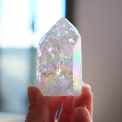 Aura Fire & Ice Quartz Point | Crackle Quartz Crystal Point