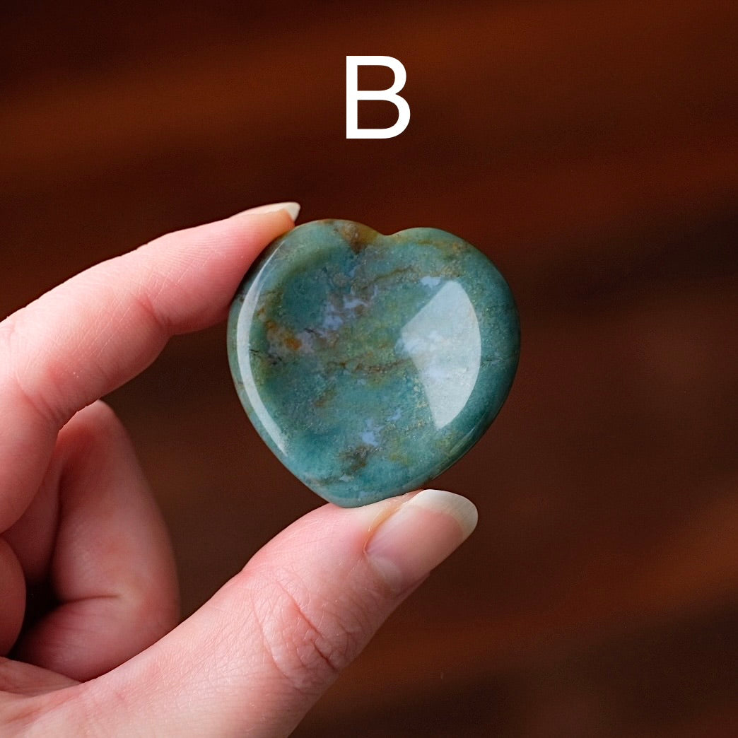Sea Jasper Worry Stone | Heart Shaped Crystal Thumb Stone