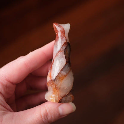 Fire Quartz Cat Carving | Egyptian Crystal Cat Figure