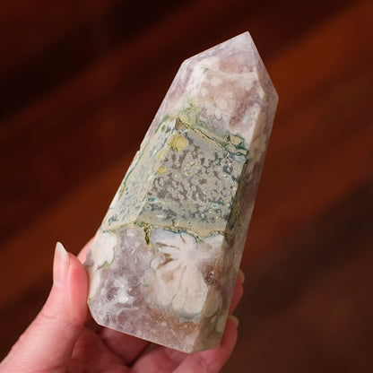 Flower Agate + Amethyst Tower | Amethyst Flower Agate Crystal Point
