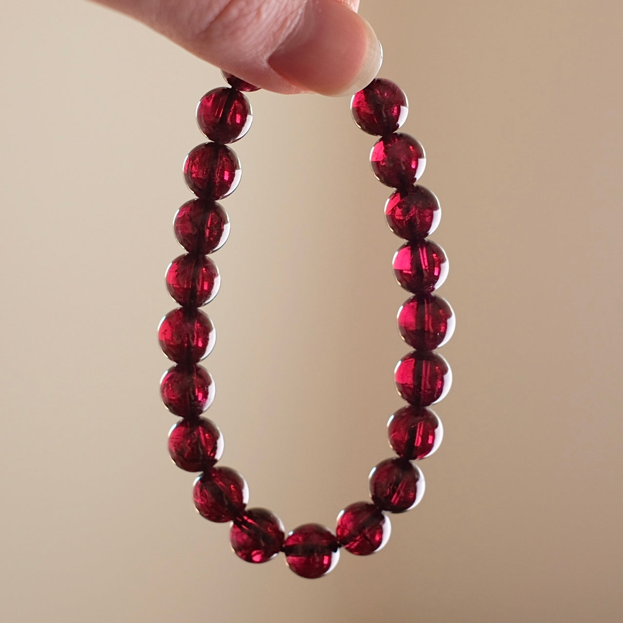 Rhodolite Garnet Bracelet | Red Garnet Crystal Stretch Bracelet