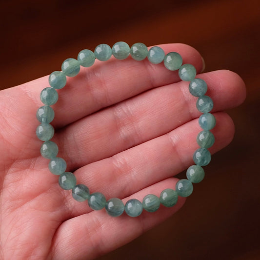 Aqua Kyanite Bracelet | Green Kyanite Crystal Stretch Bracelet