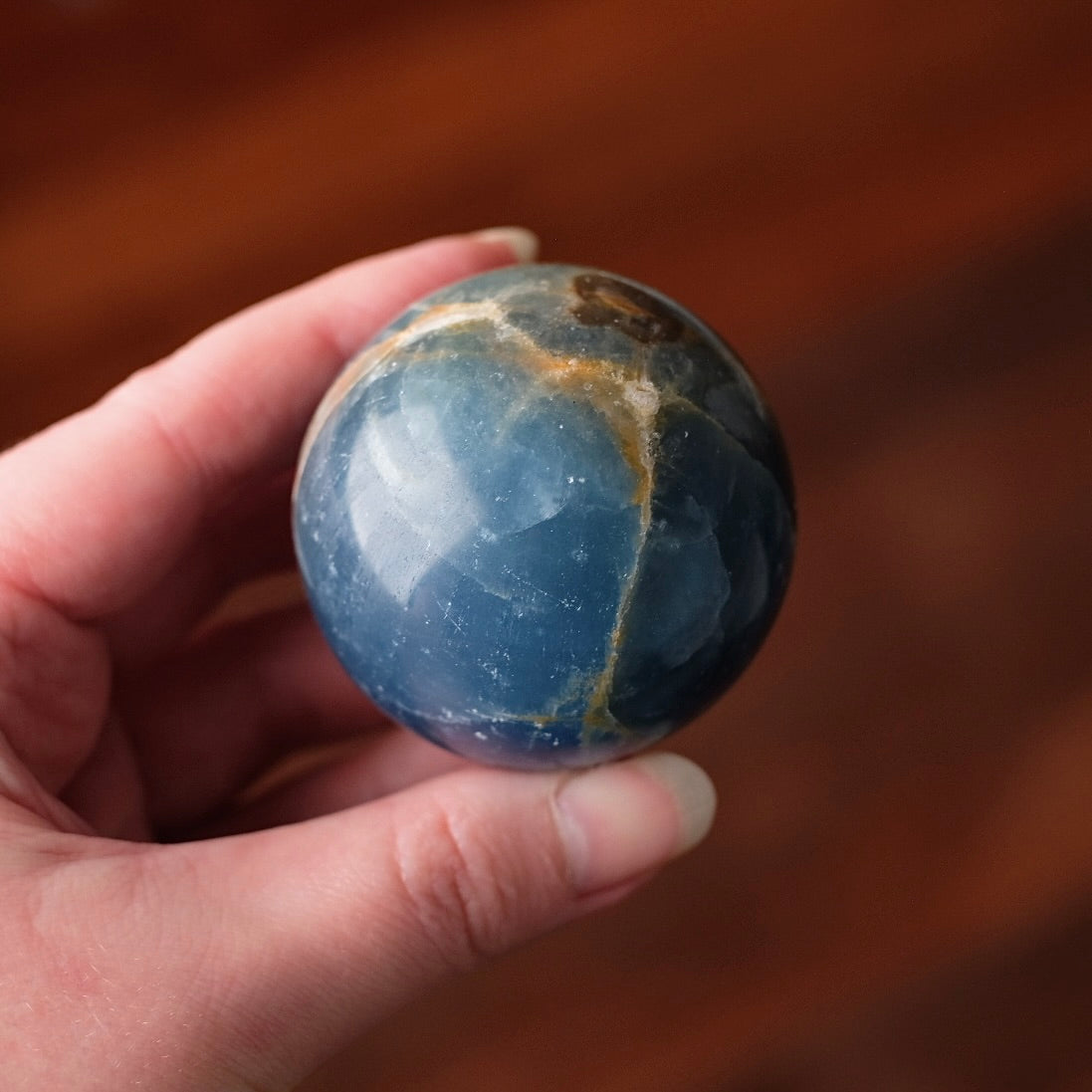 Lemurian Aquatine Calcite Sphere | Blue Onyx Crystal Sphere