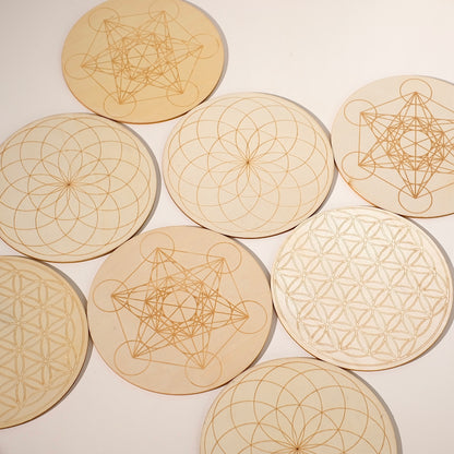 Crystal Grid Board | Sacred Geometry | Wood Gridding Board