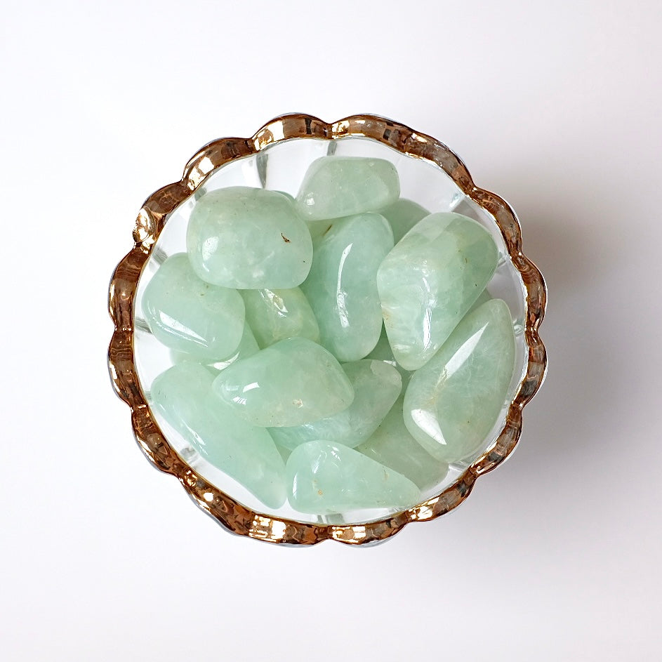 Mint Prehnite Tumbles | Green Blue Prehnite Tumbled Crystal