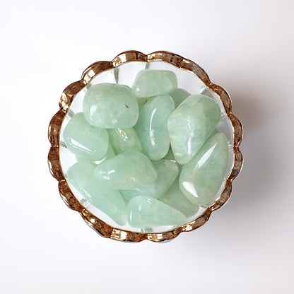 Mint Prehnite Tumbles | Green Blue Prehnite Tumbled Crystal