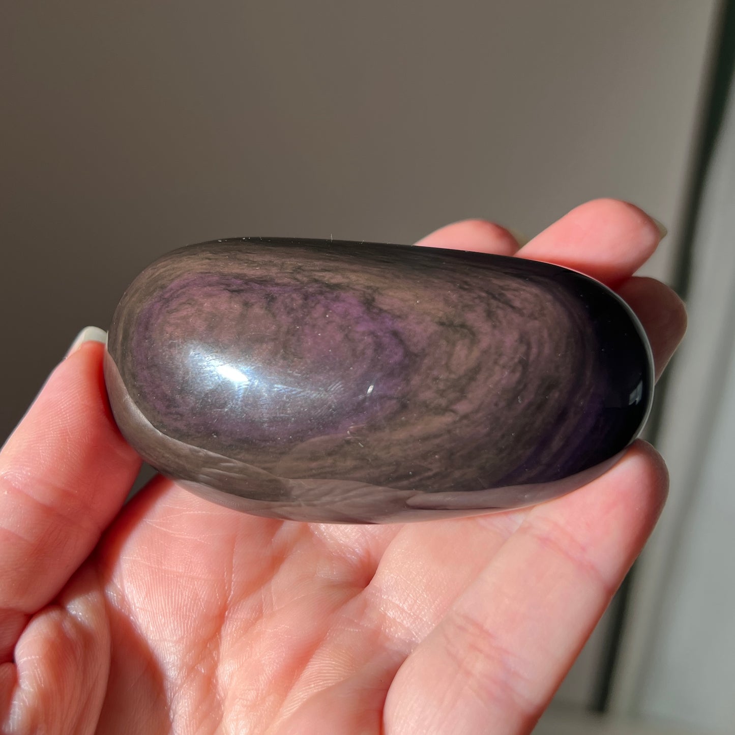 Rainbow Obsidian Palm | Velvet Obsidian Crystal Palmstone