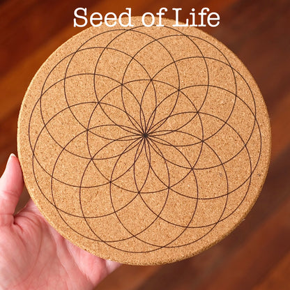 Deluxe Crystal Grid Board | Sacred Geometry | Cork Gridding Board