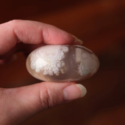 Flower Agate Palm | Cherry Blossom Agate Crystal Palm Stone