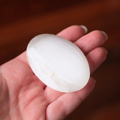 Flashy Satin Spar Palm | Selenite Palmstone