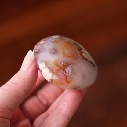 Flower Agate & Quartz Palm | Flower Agate Crystal Palm Stone