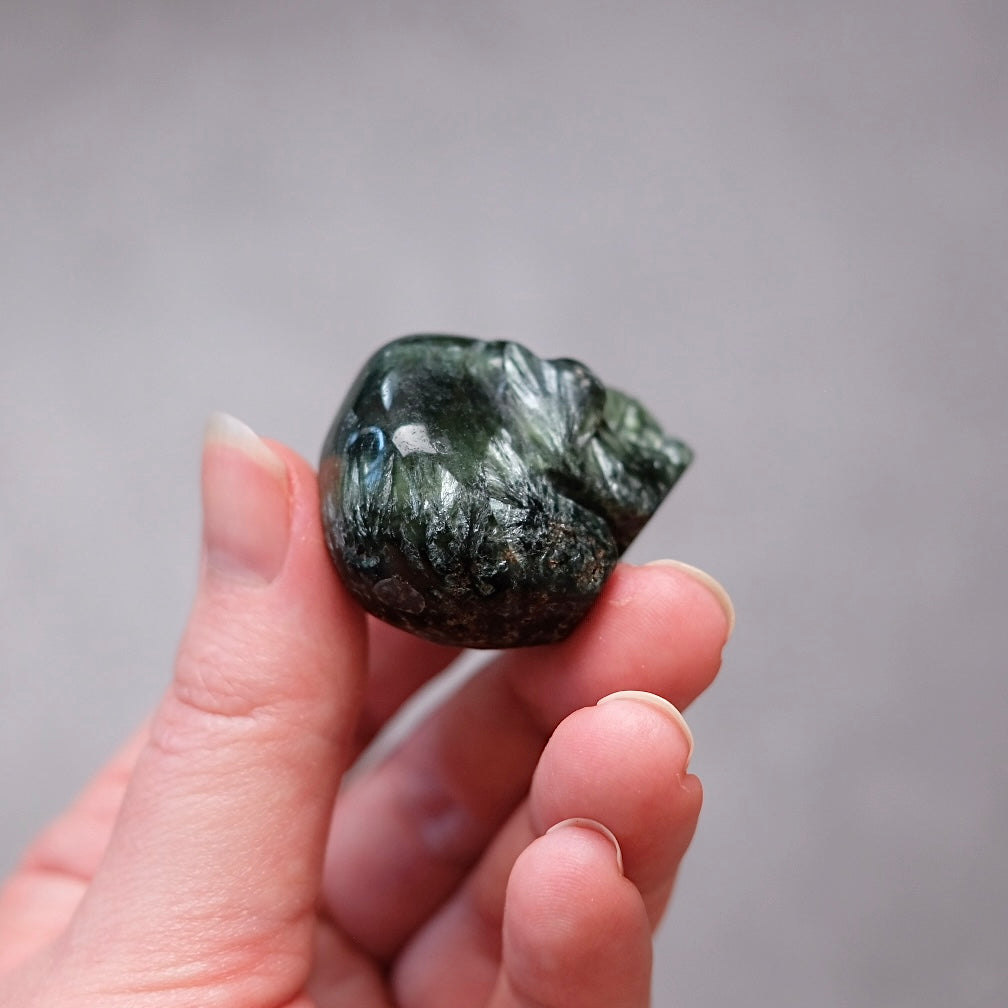 Seraphinite Crystal Skull | Rare Skull Carving