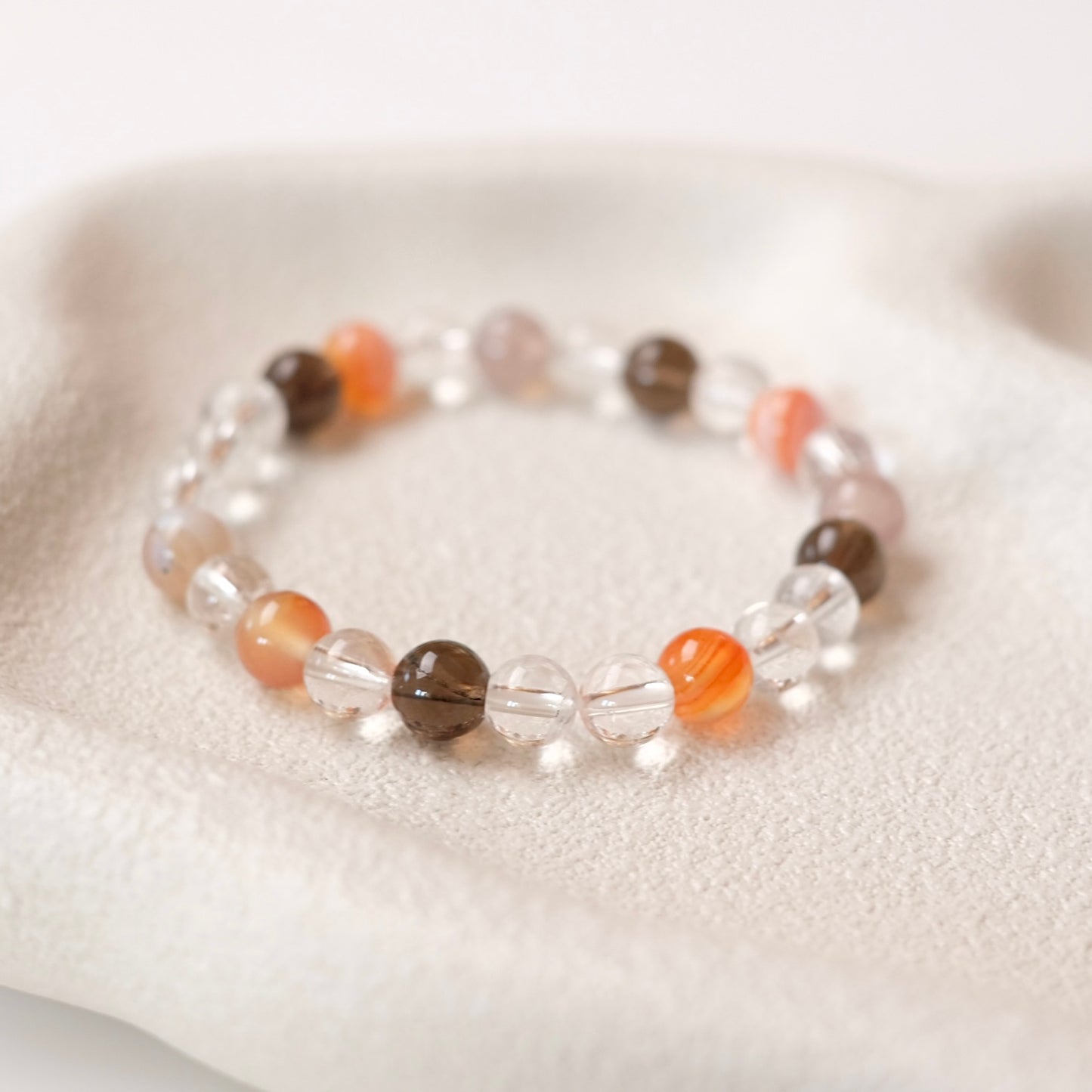 Carnelian, Quartz & Agate Crystal Bracelet | OOAK Crystal Bracelet