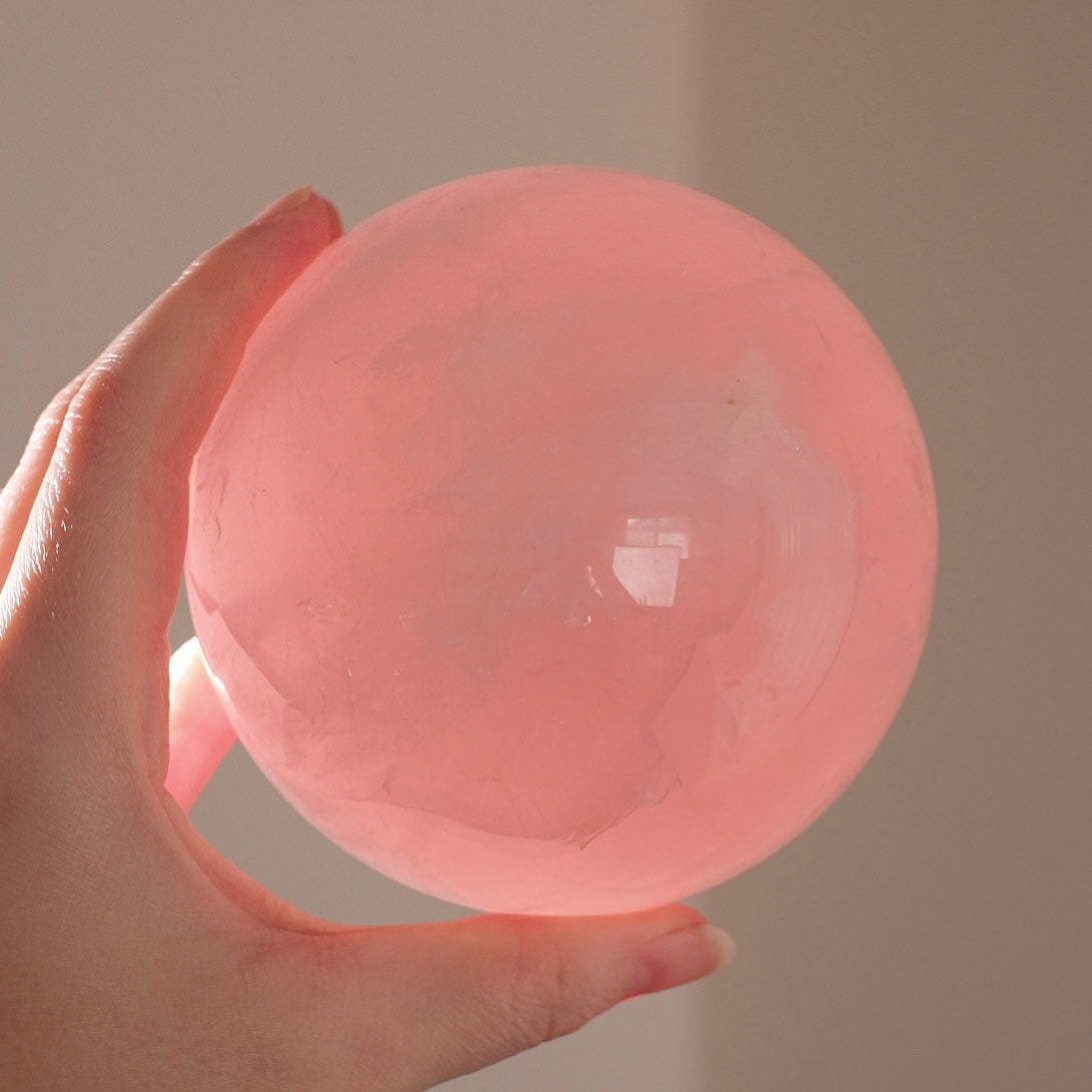 Large Star Rose Quartz Sphere | Pink Rose Quartz Crystal Sphere