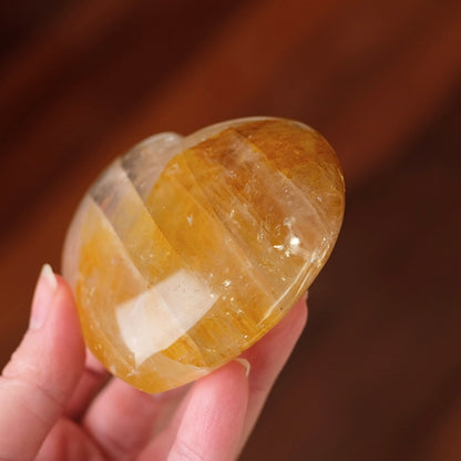 Golden Healer Quartz Heart | Crystal Heart Carving