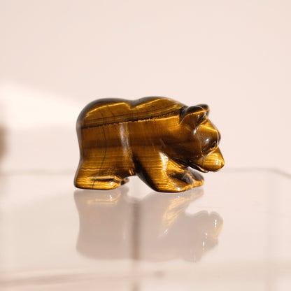 Tiger Eye Bear Carving | Crystal Animal Carving