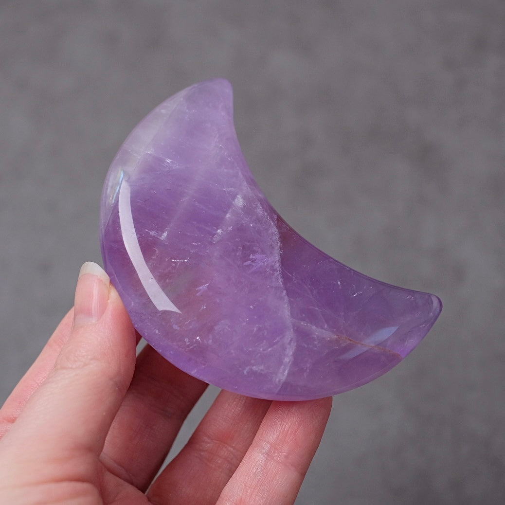 Amethyst Moon & Stand | Carved Crystal Moon Display Set