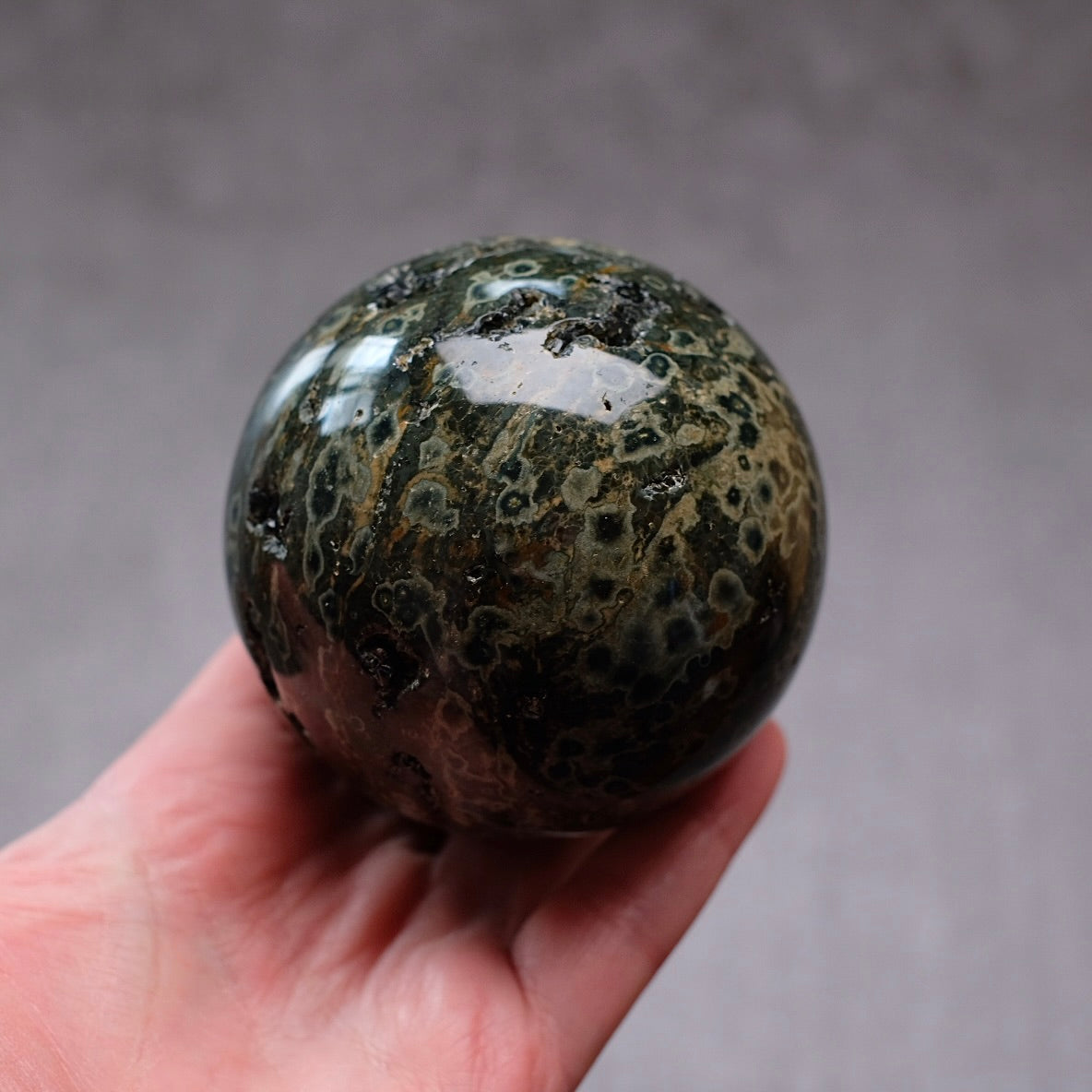 Druzy Ocean Jasper Sphere | Green Ocean Jasper Crystal Sphere