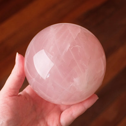 Large Star Rose Quartz Sphere | Pink Rose Quartz Crystal Sphere