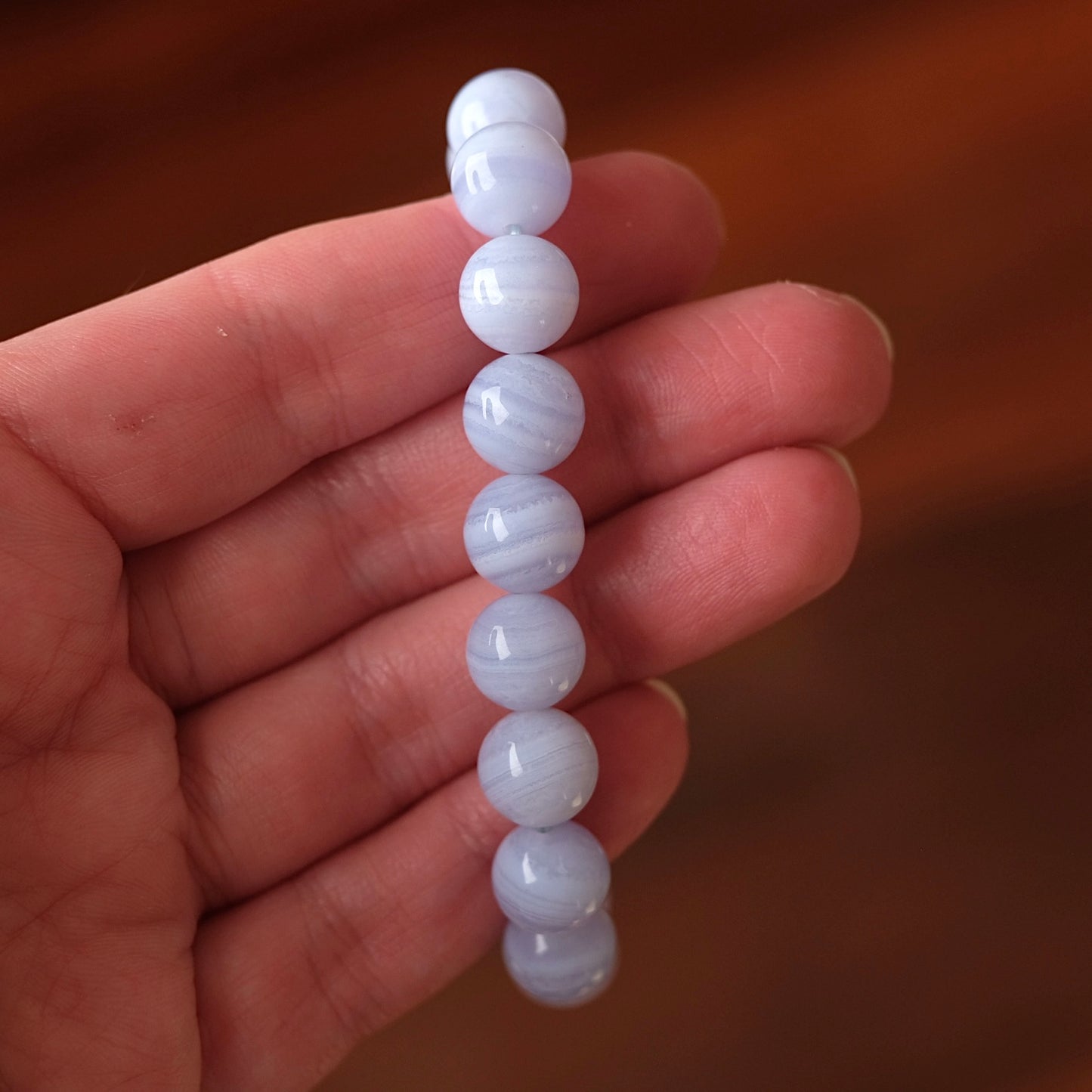 Blue Lace Agate Bracelet | Agate Crystal Stretch Bracelet