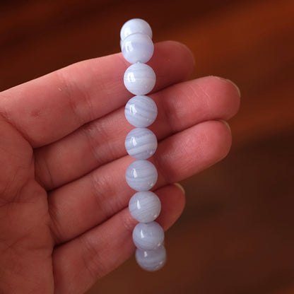 Blue Lace Agate Bracelet | Agate Crystal Stretch Bracelet