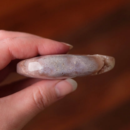 Pink Amethyst + Flower Agate Palm | Pink Amethyst Crystal Palm Stone