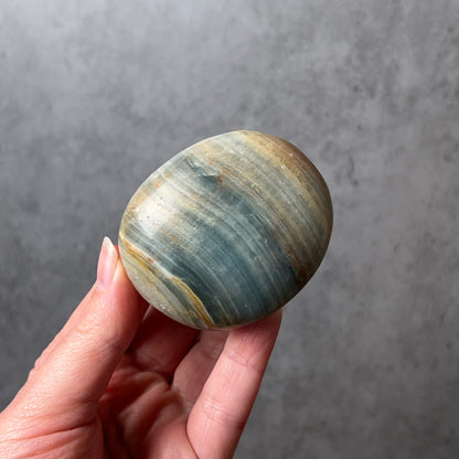 Lemurian Aquatine Calcite Palm | Argentinian Calcite | Blue Onyx