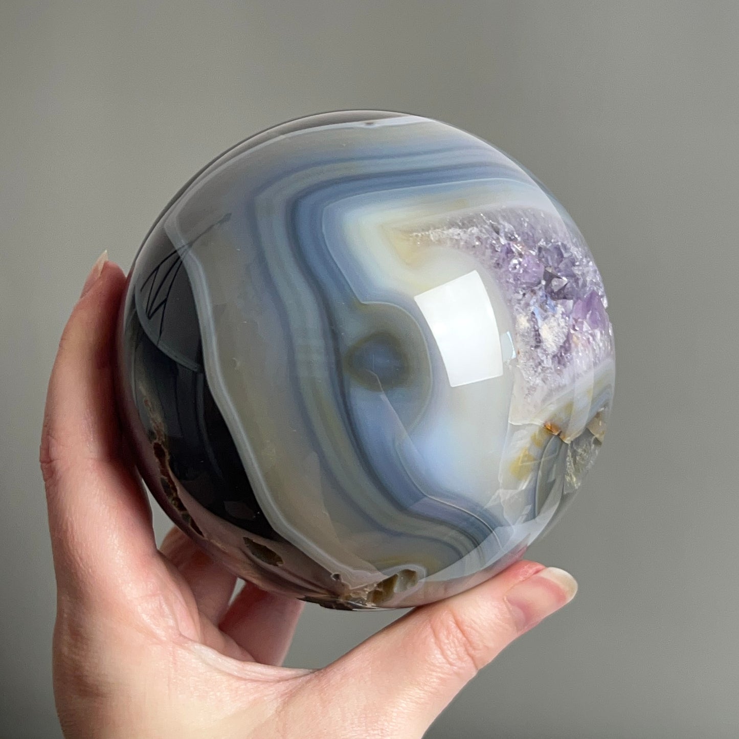 XL Geode Amethyst Sphere | Amethyst & Agate Crystal Sphere