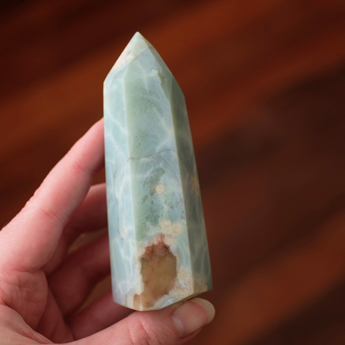 Rare Blue Flower Agate Tower | Green Flower Agate Crystal Point