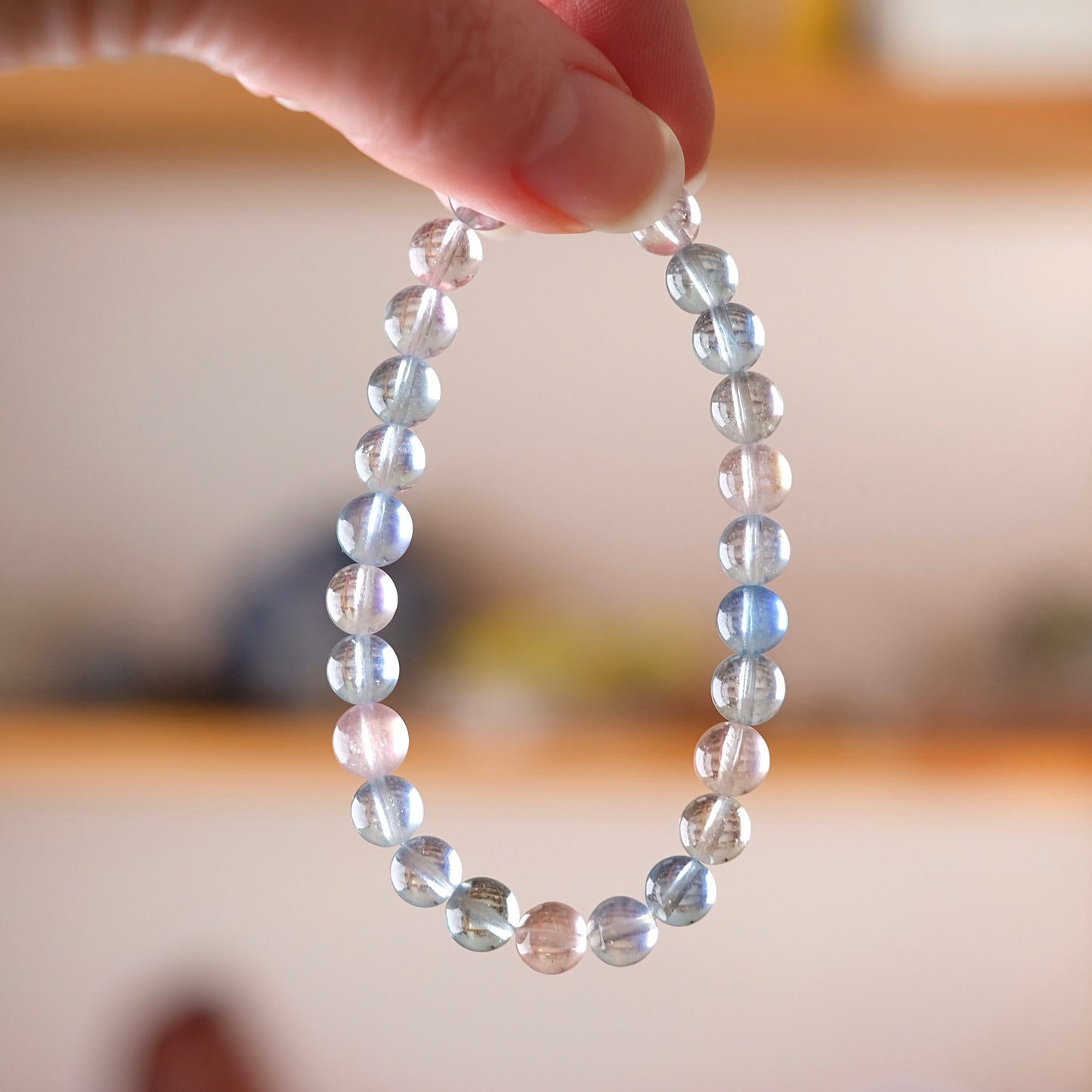 Morganite & Aquamarine Bracelet | Crystal Stretch Bracelet
