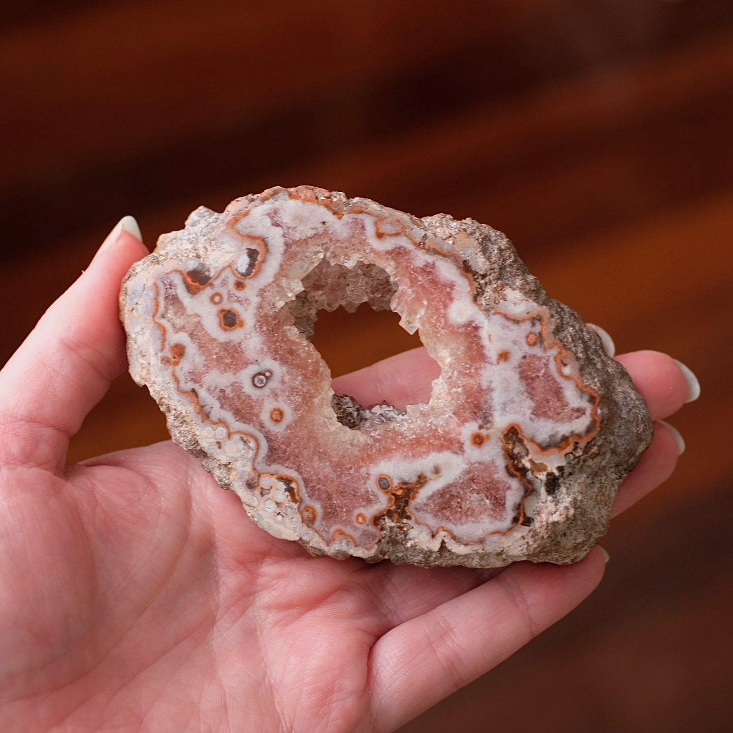 Raspberry Pink Amethyst Geode | Polished Pink Amethyst Crystal Specimen 11