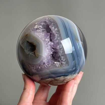 XL Geode Amethyst Sphere | Amethyst & Agate Crystal Sphere