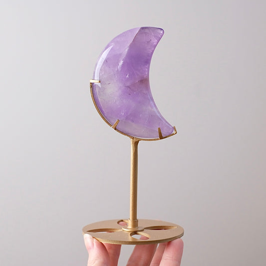 Amethyst Moon & Stand | Carved Crystal Moon Display Set