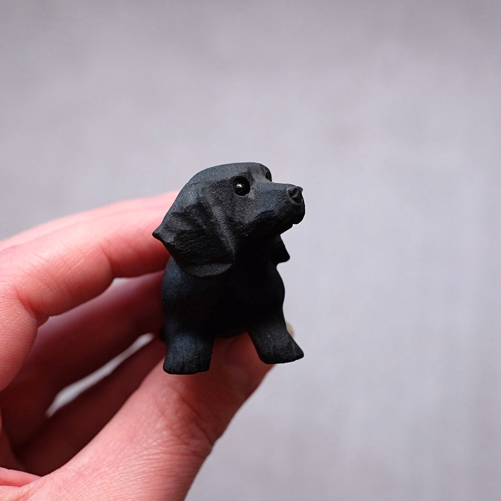 Black Obsidian Dachshund Carving | Crystal Dog