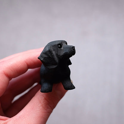 Black Obsidian Dachshund Carving | Crystal Dog