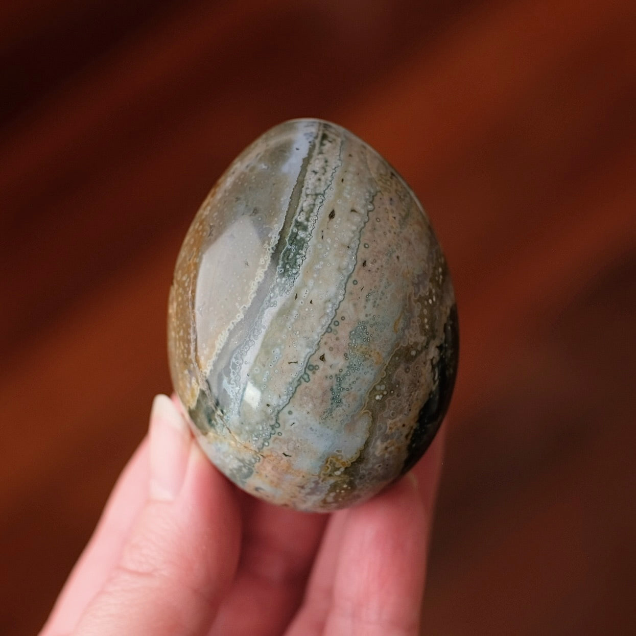 Sea Jasper Egg | Jasper Crystal Egg Carving
