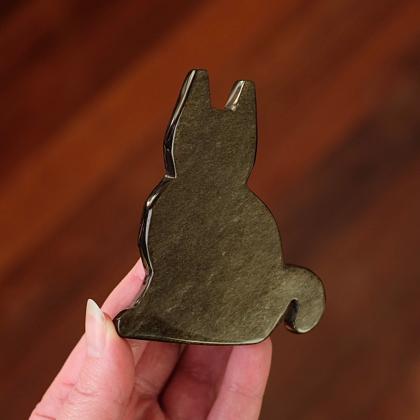 Gold Sheen Obsidian Cat Carving | Crystal Cat Figure
