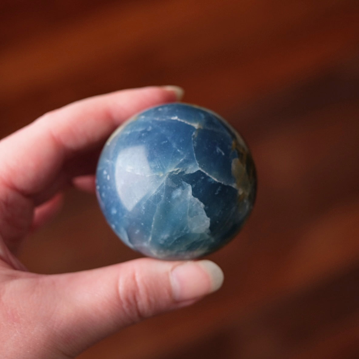 Lemurian Aquatine Calcite Sphere | Blue Onyx Crystal Sphere