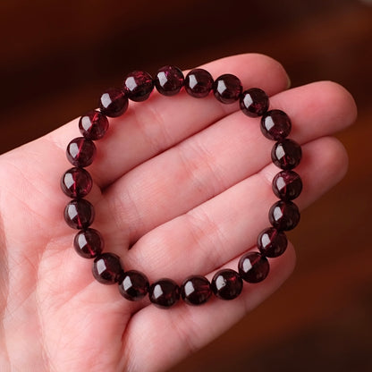 Rhodolite Garnet Bracelet | Red Garnet Crystal Stretch Bracelet