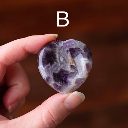 Amethyst Worry Stone | Heart Shaped Crystal Thumb Stone