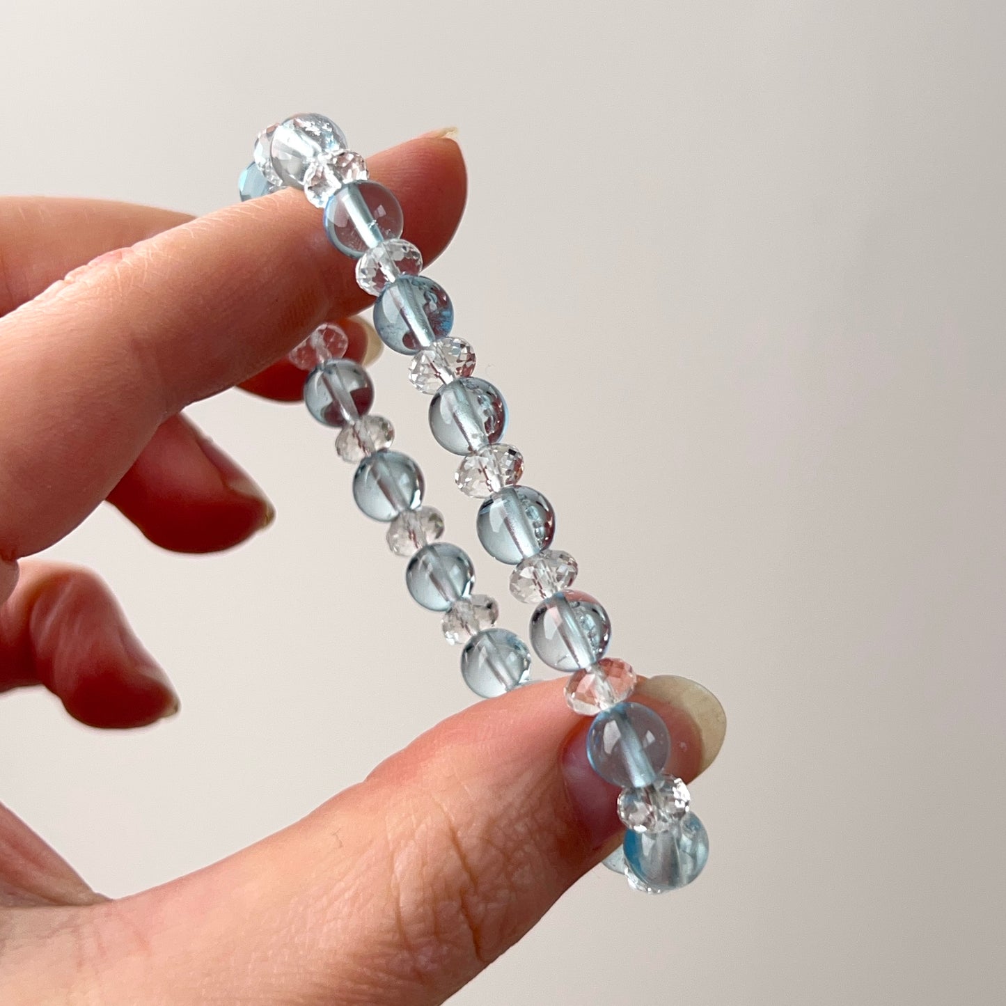 Blue Topaz & Quartz Bracelet | Rare Crystal Stretch Bracelet