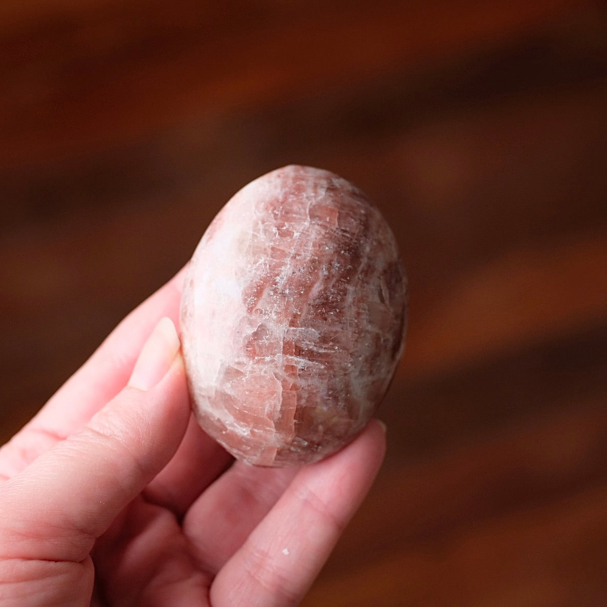 Rose Calcite Palm | Calcite Crystal Palmstone
