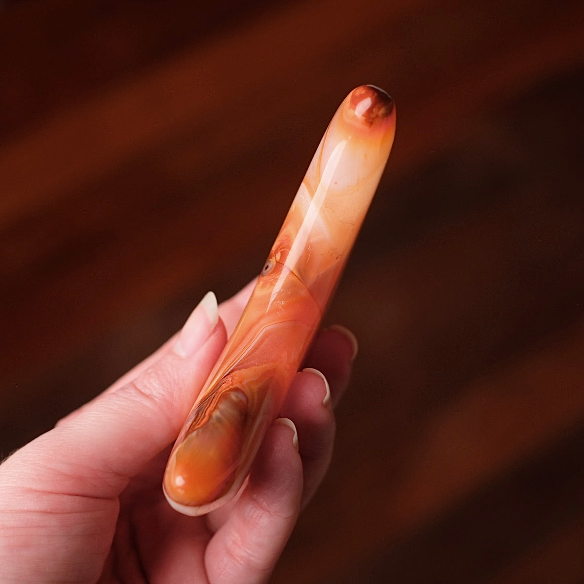 Carnelian Moon & Stand | Carved Crystal Moon Display Set